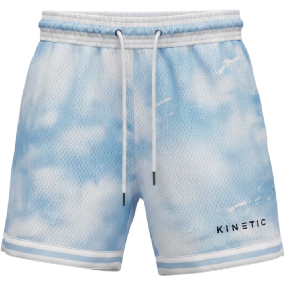 Kinetic‎ Kings Mesh Basketball Shorts Mens Medium Blue White Cloud Tie Dye 5in